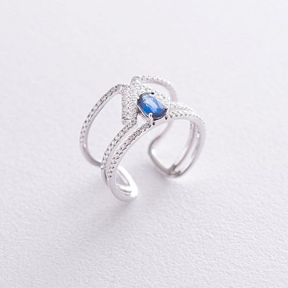 Золотое кольцо с бриллиантами и сапфиром RS3988da №3