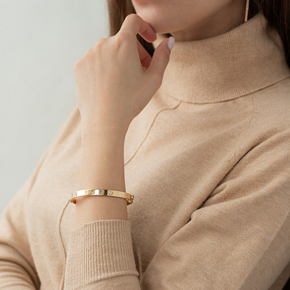 Жорсткий браслет з жовтого золота б04386 №6