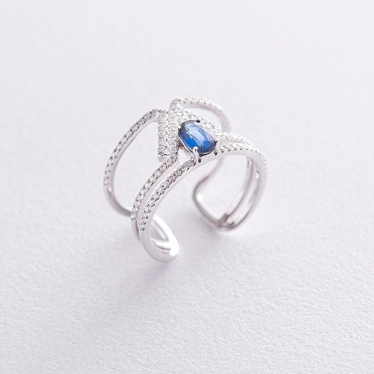 Золотое кольцо с бриллиантами и сапфиром RS3988da от ювелирного магазина Оникс - 2