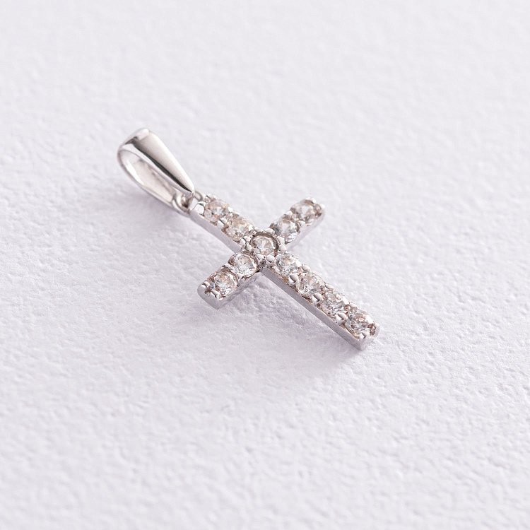 Золотий хрестик з фіанітами п03487 від ювелірного магазину Онікс