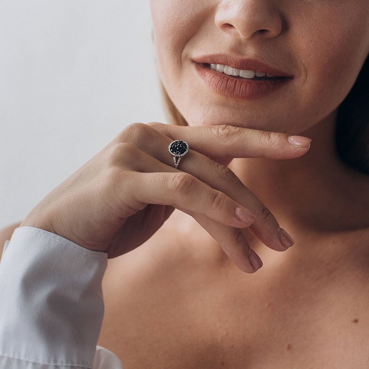 Золота каблучка (сапфір, діамант) LDR0525-p від ювелірного магазину Онікс - 3