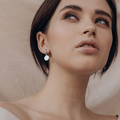 Сережки "Монетки" з білого золота с06395 №4