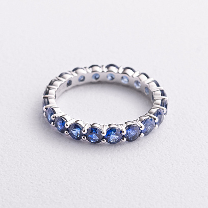 Золотое кольцо с дорожкой камней (сапфиры) кб0483nl №4