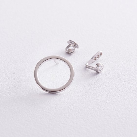 Серебряные серьги - джекеты "Грейс" с фианитами 902-01195 №3