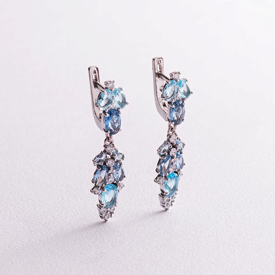 Срібні сережки з кварцом і фіанітами 2950/9р-QLBQS