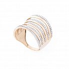 Золота каблучка з фіанітами к03655 от ювелирного магазина Оникс - 2