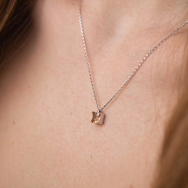 Золоте кольє "Альма" (помаранчевий фіаніт) кол02372 від ювелірного магазину Онікс - 6