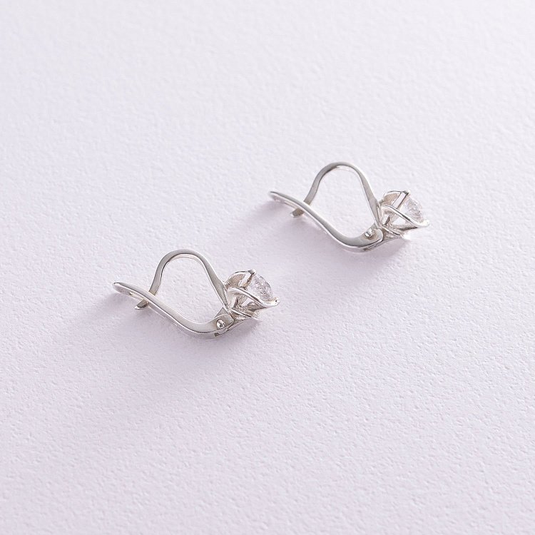 Серебряные серьги (фианит) 12917 от ювелирного магазина Оникс - 2