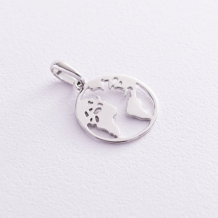Підвіска "Планета Земля" в білому золоті п03460 від ювелірного магазину Онікс