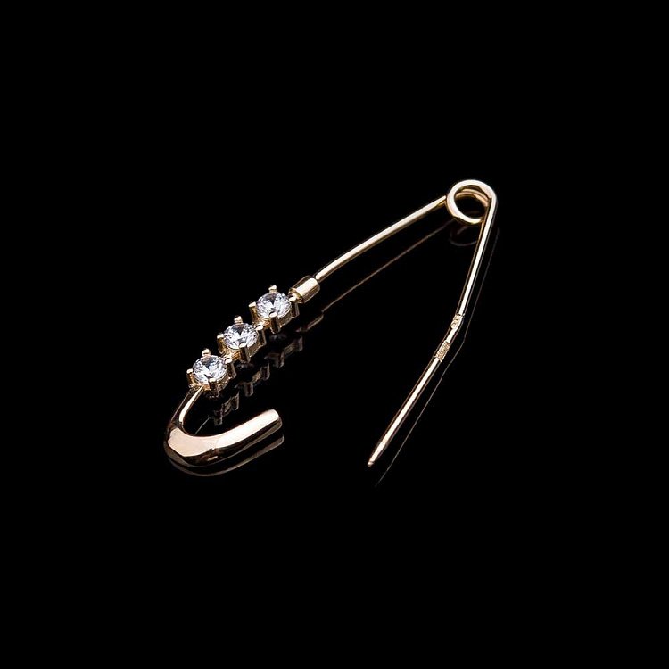 Золотая булавка с фианитами зак00217 от ювелирного магазина Оникс - 5