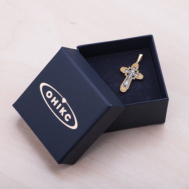 Православний хрестик "Розп'яття. Спаси і збережи" (позолота) 131792 від ювелірного магазину Онікс - 2