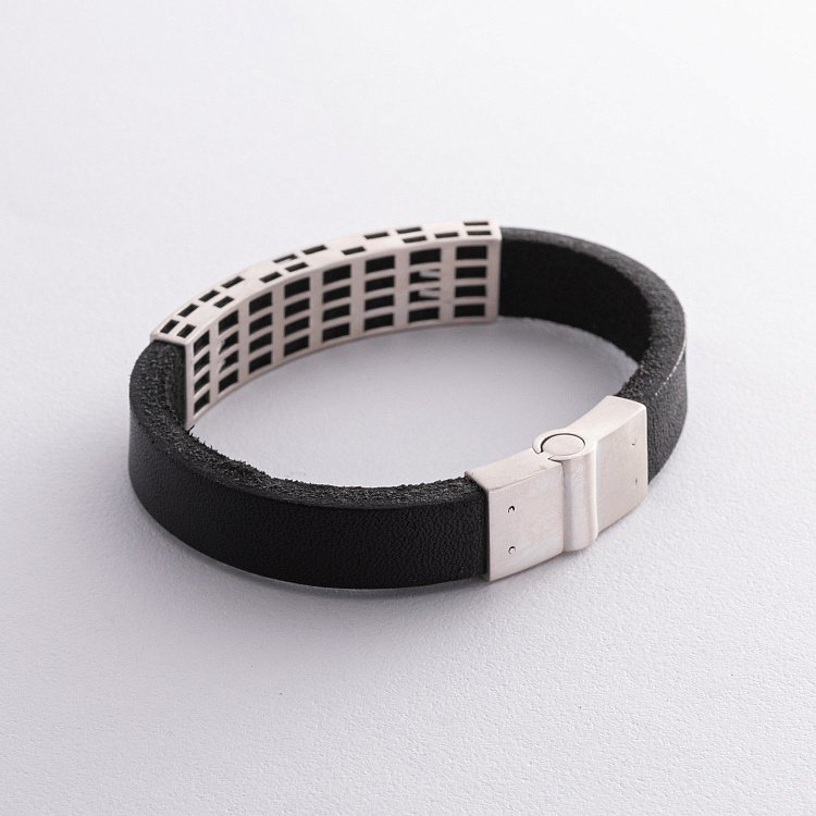 Шкіряний браслет зі срібними вставками 366 від ювелірного магазину Онікс - 6