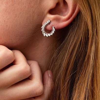 Золоті сережки - пусети з діамантами сб0407nl №2