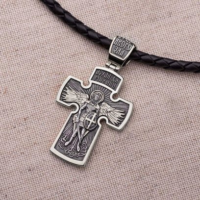 Серебряный крест ''Распятие. Архангел Михаил.'' 132514 №9