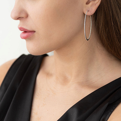 Золоті сережки - кільця з діамантами с801 №4