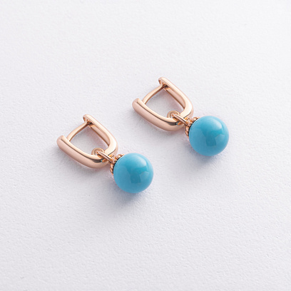 Серьги с бирюзой (красное золото) с08757 №2