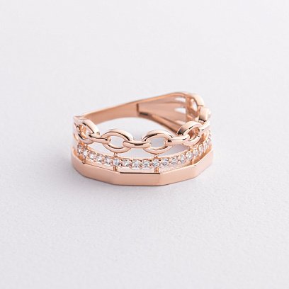 Золотое кольцо "Цепочка" с фианитами к08142 №2