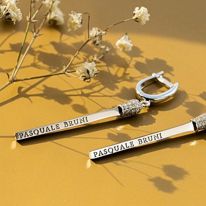 Золотые серьги "Спички" (фианит) с06280 №4