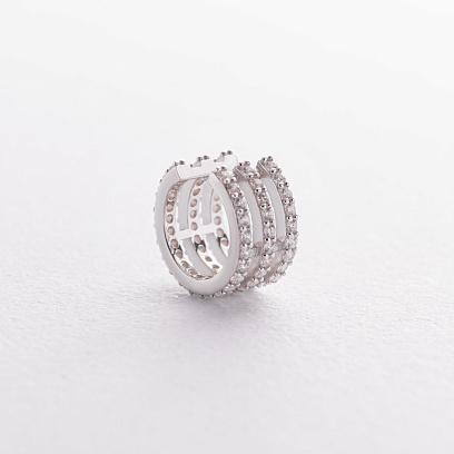 Срібна сережка - каффа з фіанітами 40097