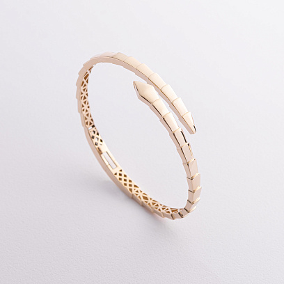 Жорсткий браслет "Змія" у жовтому золоті б05457