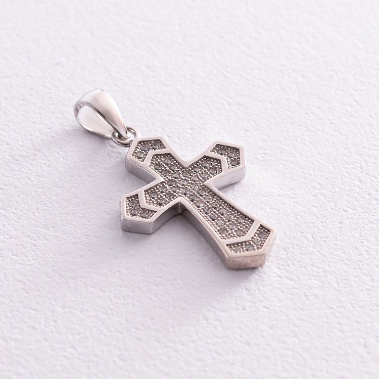 Серебряный крестик с фианитами 131604 от ювелирного магазина Оникс