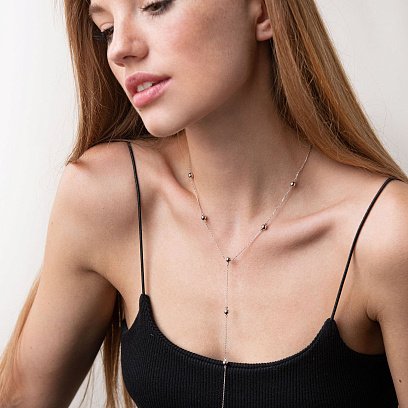 Колье 2 в 1 "Шарики" в белом золоте кол01981 №3