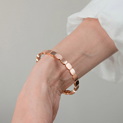 Жорсткий браслет "Claudia" у червоному золоті (фіаніти) б05557 №4