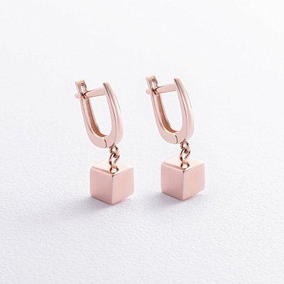 Золотые серьги "Кубики" с06894