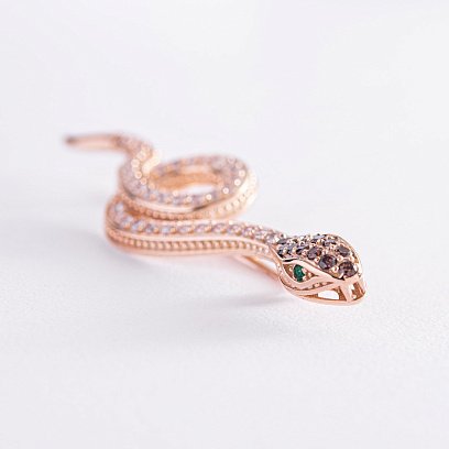 Золота брошка "Змія" з фіанітами зак00330 №2