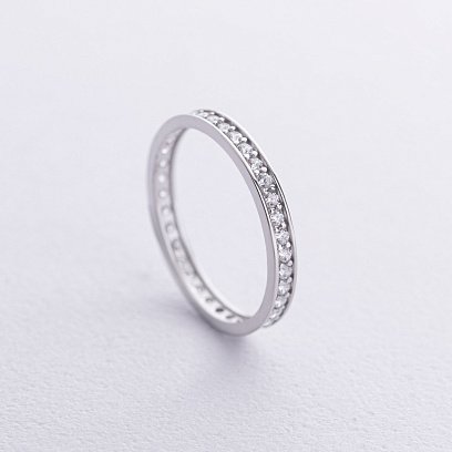 Каблучка з доріжкою фіанітів (біле золото) к08015