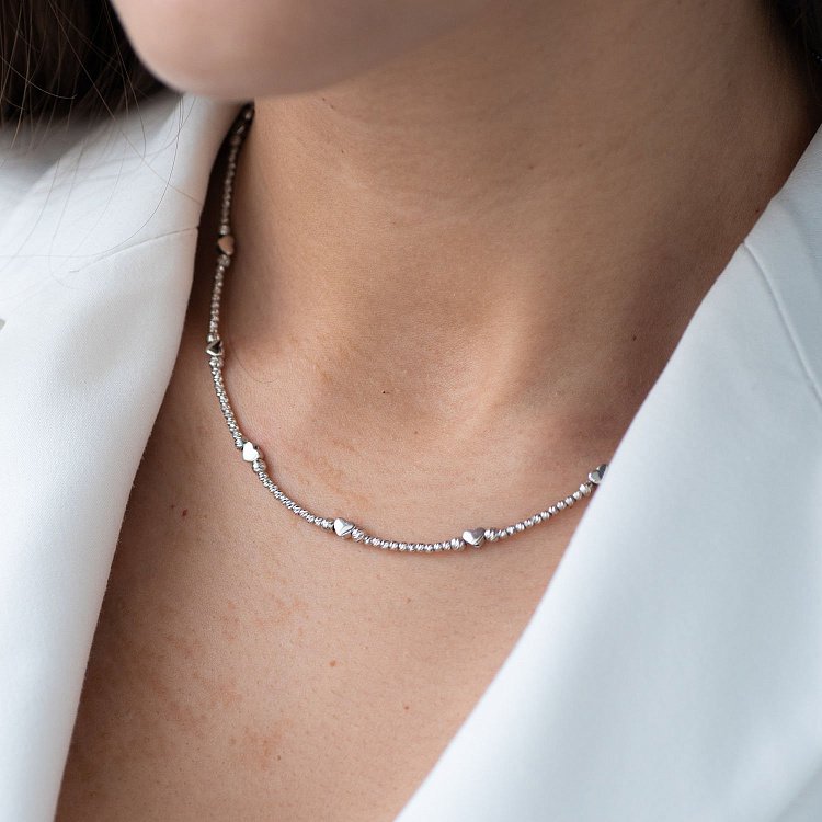 Золотое колье с сердечками кол01372 от ювелирного магазина Оникс - 2