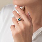 Золотое кольцо (синий фианит) к06835 от ювелирного магазина Оникс - 1