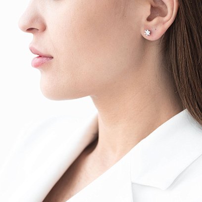 Золоті сережки-пусети з діамантами "Сердечка" сб0084ca №2