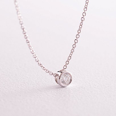 Золотое колье с одним камнем (бриллиант) колб0082са