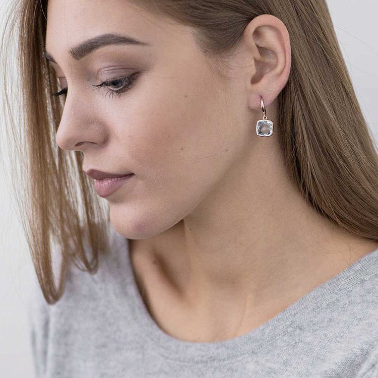 Золотые серьги с топазом т14048686 от ювелирного магазина Оникс - 2