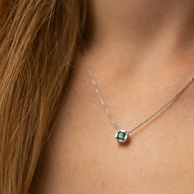 Золотое колье (бриллианты, изумруд) колб0141ca от ювелирного магазина Оникс - 3