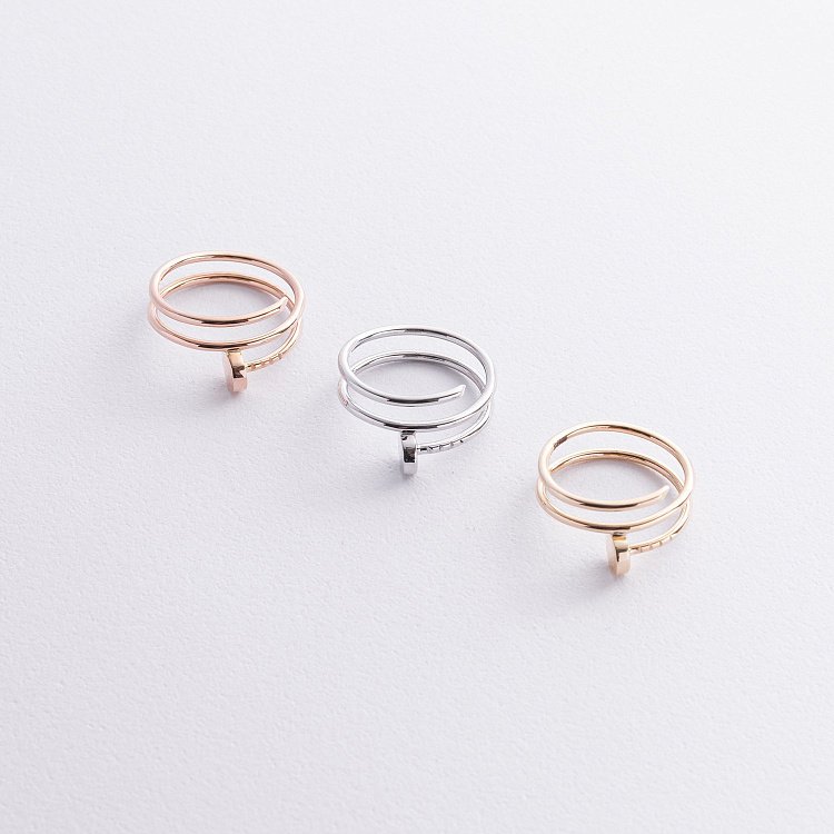 Кольцо "Гвоздь" в белом золоте к08177 от ювелирного магазина Оникс - 2