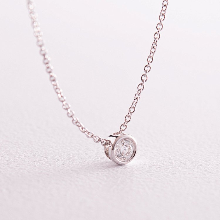 Золотое колье с одним камнем (бриллиант) колб0082са от ювелирного магазина Оникс