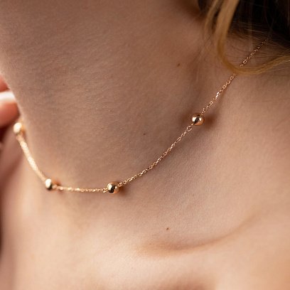 Колье - галстук 2 в 1 "Шарики" в красном золоте кол02066 №5