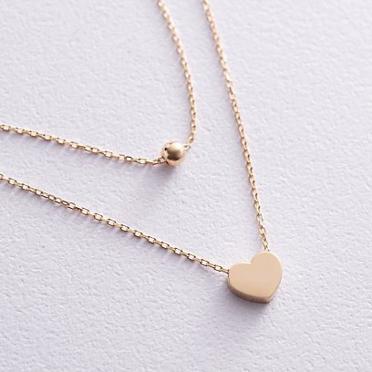 Подвійне золоте кольє "Кулька і серце" кол02280 №6