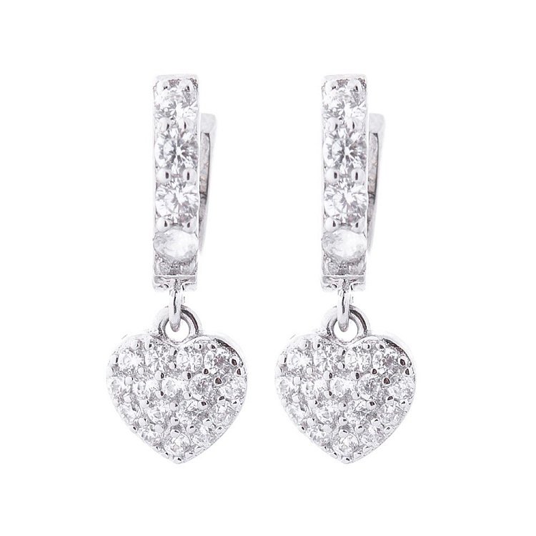 Срібні сережки з сердечками (фіаніт) 122436 від ювелірного магазину Онікс - 1