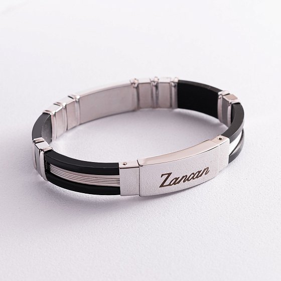 Каучуковий браслет зі вставками зі срібла та золота ZANCAN EXB479R-N №4