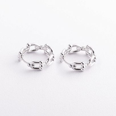 Серебряные серьги - кольца "Фантазия" 123551 №2