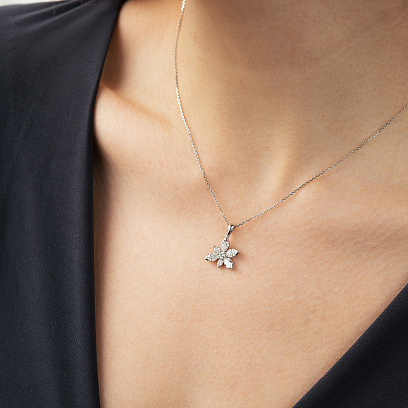 Золотий кулон "Квіточка" з діамантами пб0388rc №4