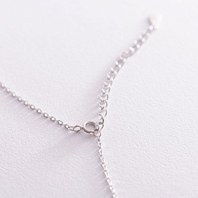 Колье "Крестик" в серебре с фианитами 181071 №3