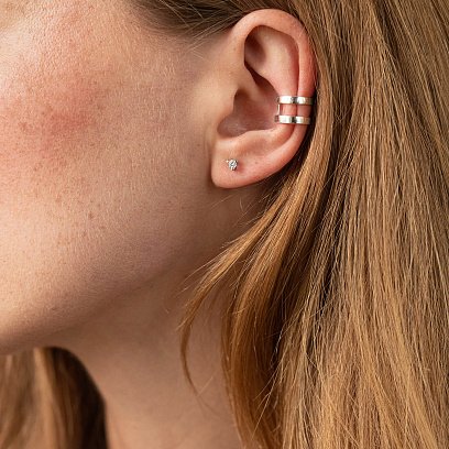 Сережки-пусети з білого золота з фіанітами (2 мм) с02828 №6