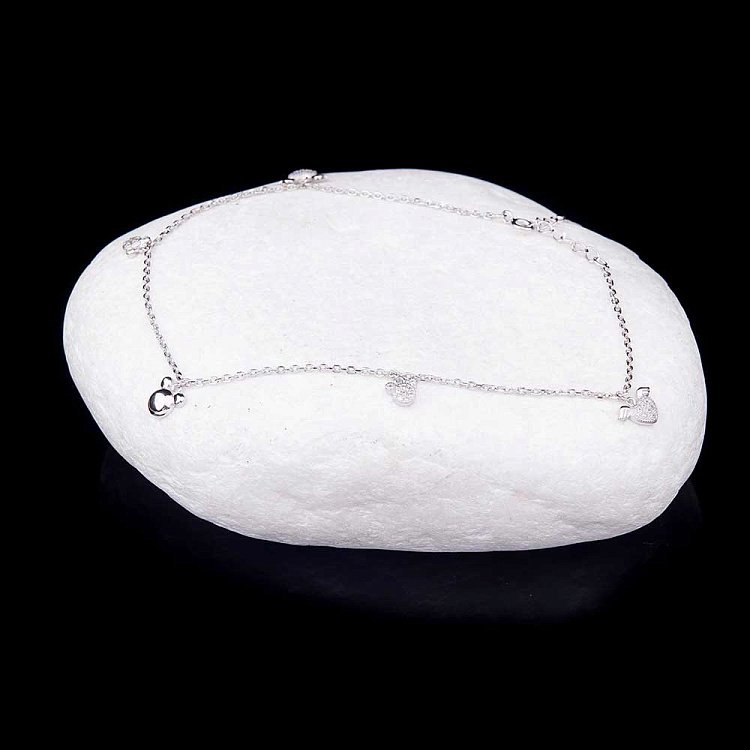 Срібний браслет на ногу з мишками і серцями 14971 від ювелірного магазину Онікс - 1