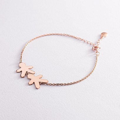 Браслет "Два мальчика" в красном золоте (возможна гравировка) з2089