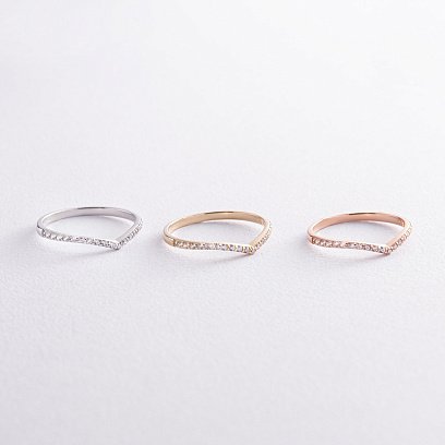 Каблучка "Особлива" з фіанітами (червоне золото) к07466 №7