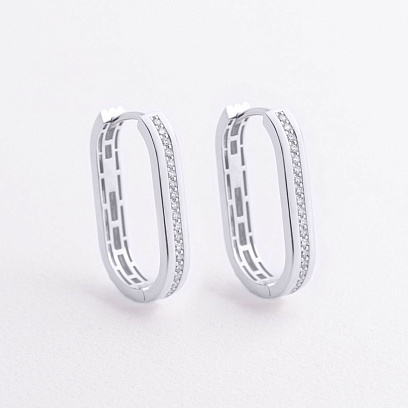 Серьги "Jenny" с фианитами (белое золото) с09580